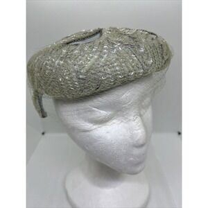 Beresford Sequined Pillbox Netted Vintage Hat Satin Beautiful!
